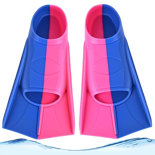 Schwimmflossen Kinder, 100% Silikon-Kurzflossen für Kinder, Schnorchelflossen, Trainingsflossen, Taucherflossen, Regenbogenflossen für Mädchen, Jungen Anfänger – Ideal für Training und Lap-Schwimmen