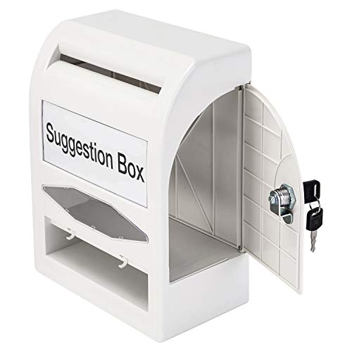 Urna de votación resistente con llave Amazon Basics, plástico ABS blanco no transparente, 2 uds 6