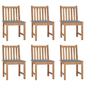 ZQQLVOO ZQQLVOO Gartenstühle 6 STK. mit Kissen Massivholz Teak Gartenmöbelstühle Terrassenmöbel for Patio Lawn ZQQLVOO ZQQLVOO Gartenstühle 6 STK. mit Kissen Massivholz Teak Gartenmöbelstühle Terrassenmöbel for Patio Lawn