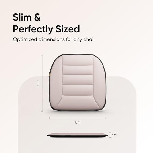 Image of Frido Slim Seat Cushion for Office Chair | Car & Wheelchair - 3cm Thin Memory Foam Cushion for Back Support & Pressure Relief - Non-Slip | Breathable Comfort Pad for Long Sitting (Beige)