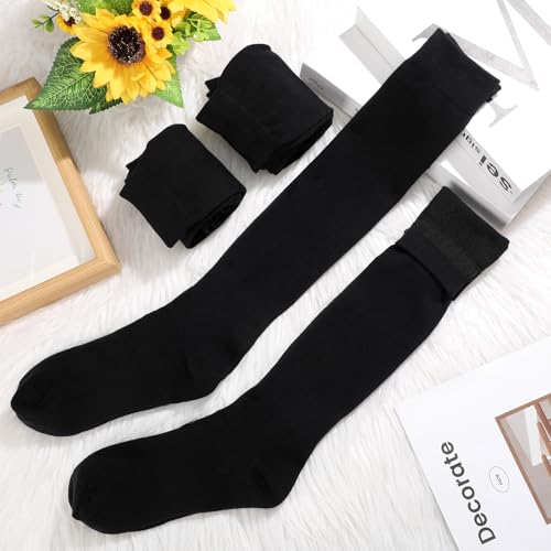 Cozypower 8 Pairs Scottish Kilt Hose for Men Ribbed Kilt Socks Black Knee High Socks Breathable Tube Scottish Accessories for St. Patrick's Day Party Favor, Size L4