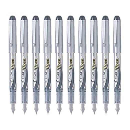 Pilot V Pen (Varsity) Disposable Fountain Pen, Fine Point, Black Ink, Value Set of 10