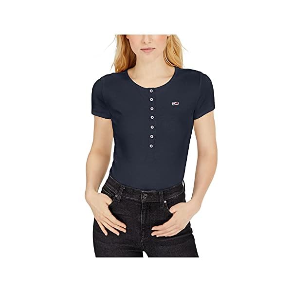 Tommy Hilfiger Women's Long Sleeve Ribbed, Sky Captain-Bodysuit, X-Large