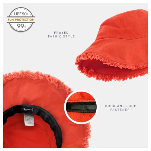 Image of CHOK.LIDS Frayed Bucket Hats for Women Men Unisex Trendy Washed Cotton Floppy Wide Brim Boonie Outdoor Summer Beach Headwear