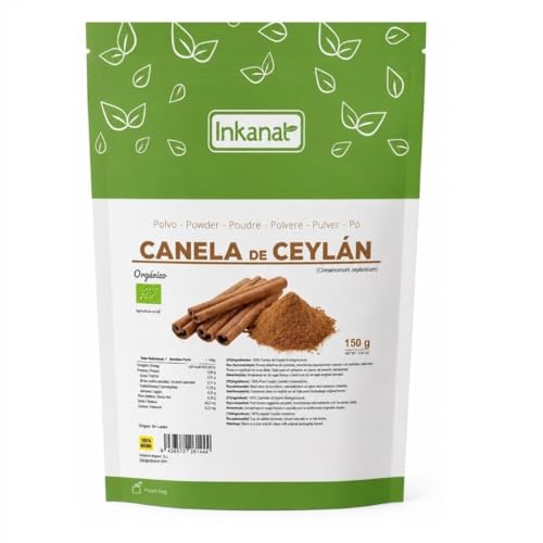 INKANAT - Canela de Ceilán en Polvo BIO 150g | Cinnamomum zeylanicum Ecológica | Canela Molida Premium | Baja en Cumarina | Ideal para Café, Infusiones y Repostería