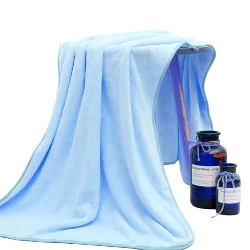 Image of Cotton Bolls Textiles Microfiber Towels for Bath Large Size-Super Soft Coral Fleece Bathing Towel with Hook Quick Dry Super Absorbent-Bath Towel for Men and Women-70x140 cm (Blue, Pack of 1)