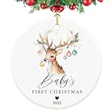 Babys First Christmas Ornament 2025, My First Christmas Ornament Boy and Girl Baby First Xmas Gifts, 2.9' Ceramic Babies Christmas Ornaments 2025