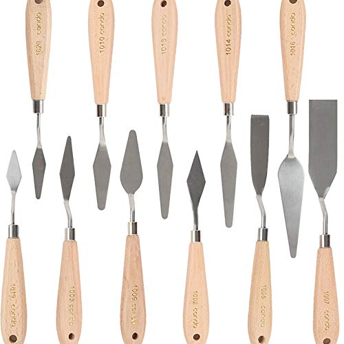 CONDA 11 Piece Stainless Steel Spatula Palette Knife Professional Palette Knife Painting Wood Handle - Thumbnail 2