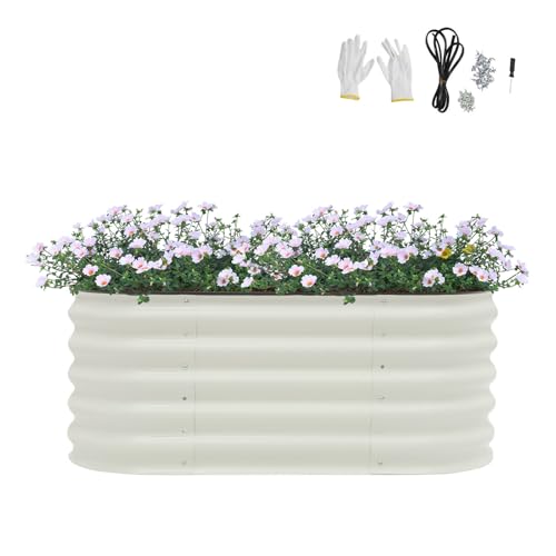 OUBUBY Bancal alto de acero galvanizado, 105 × 60 × 43 cm, resistente a la intemperie e inoxidable, bancal alto de metal, para hierbas, plantas (105 × 60 × 43 cm)