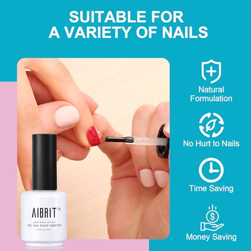 AIBRIT Gel Nail Polish Remover, 2 Pack Gel Polish Remover for Nails, No Need Soaking or Wrapping, Removedor de Esmalte Gel, 1fl oz/30ml