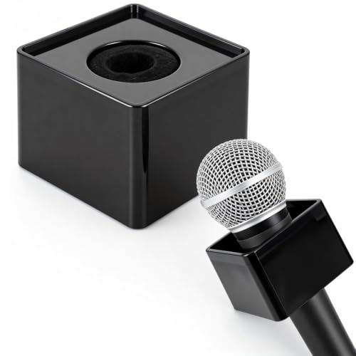 IMIKEYA Square Microphone Flag Station: Portable Cube Mic Flag with Foam Black Abs Microphone Logo Prop Accessories for Interview News Reporter Host Ktv