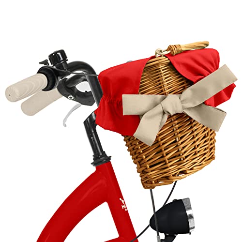 Komfort Fahrrad Citybike Mit Weidenkorb Vintage Damenfahrrad Hollandrad, 26 Zoll, Rot, 3-Gang Sport & Freizeit