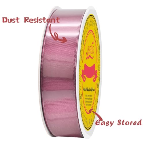 Image of Double Face Rose Mauve Satin Ribbon 7 /8 inch X 25 Yards Polyester Rose Mauve Ribbon for Gift Wrapping Very Suitable for Weddings Party Hair Bow Invitation Decorations and More
