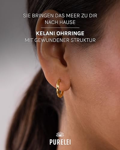 Purelei Kelani Creole Ohrringe (Gold) – Damenohrringe aus langlebigem Edelstahl – Wasserfeste Ohrringe Damen – 1,5 cm Durchmesser… – Ansicht 2