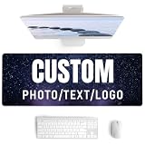 Custom Large Mouse Pad, Personalized Mouse Pad with Picture Text Logo, Non-Slip Waterproof Custom Mousepad Big Desk Mat Customized for Office Home Gaming Computer Desk (31.5' x 12')