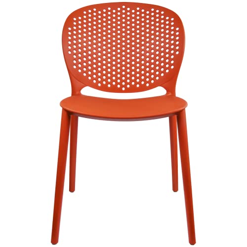 2Xhome Set Of 4 Dark Orange Contemporary Modern Stackable Assembled Plastic Chair Molded Back Armless Side Matte Dining Room Living Designer Outdoor Garden Patio Balcony Work Office Desk Kitchen #TOP5