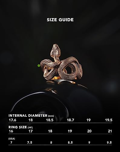 Coppertist.wu Snake Ring 18K Gold Vermeil For Men Women | Open Viper Ring Adjustable Ruby Eyes W Gift Box (8.5) #TOP3