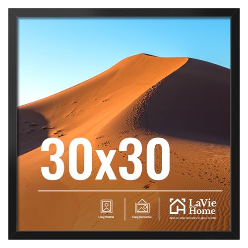 LaVie Home 30x30 Picture Frame for Wall Display, 30x30 Black Photo Frame with HD Plexiglas, 30 x 30 Diamond Painting Frame 1 Pack, Display Frame for Vertical or Horizontal, Classic Collection
