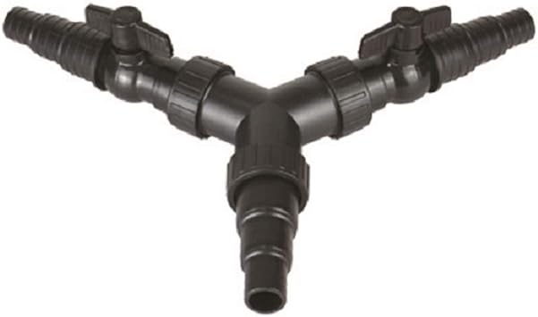 PondXpert 3 Way Y Pond Hose Connector with Flow Regulators 25/32/38mm, Water Garden Pond Tubing Flow Splitter, Koi Fish Pond Plumbing Fittings and Water Control