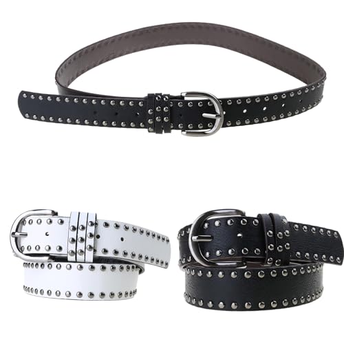 Metal Buckle Belts For Women Rivet Studded Jeans Belt Eye Catching Casual Waistband2