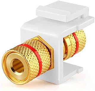 TNP Banana Jack Keystone Insert (5 Pack) - Speaker Banana Connector Socket Female Port Screw Type Binding Post Snap In Adapter Inline Coupler For Wall Plate Outlet Panel (White)