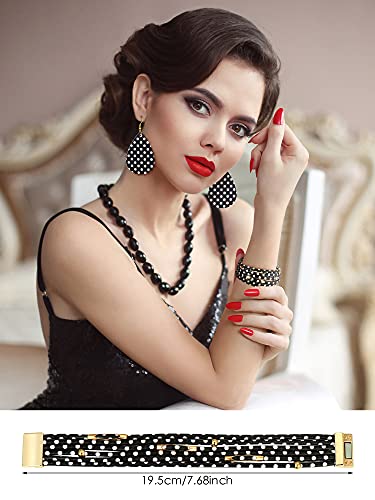 4 Pieces Women's Jewelry Set Polka Dot Pattern Necklace Multi-Layer Bracelet and PU Leather Dangle Earrings - Image 4