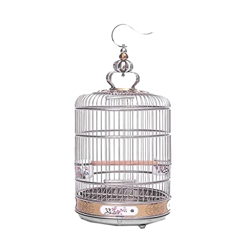 Jaula para pájaros, Jaulas for pájaros de Hierro Forjado, jaulas Redondas Metal, Grandes for, portadores Retro Simples for el jardín del hogar, fáciles Transportar(Plum 38cm/14.9in)
