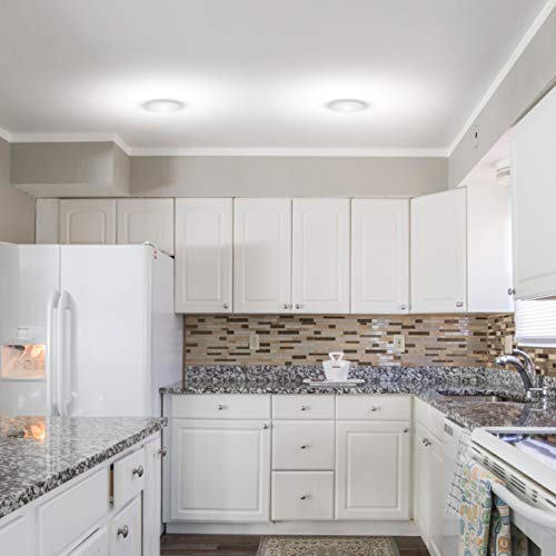 Sleeklighting 6 Inches Dimmable Led Disk Light (2 Pack) White Round Flush Mount Recessed Retrofit - 15W, 3000K, 1050Lm - For Home, Hotel, Office - Surface Mount Slim Ceiling Lighting Fixture #TOP6