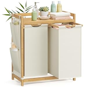 Panier à Linge Multifonction en Bambou SONGMICS avec 2 Compartiments