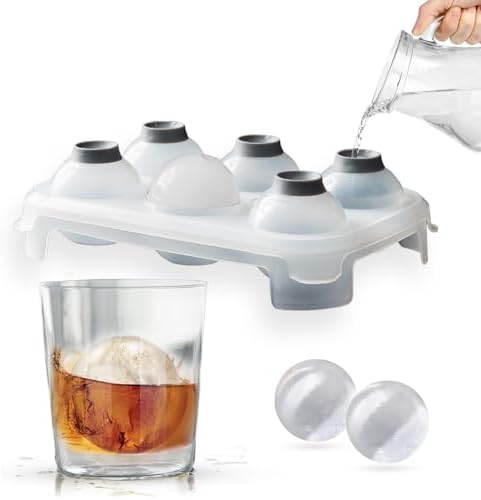 SVERES Large Round Ice Cube Mold | Leak-Free Whiskey Ice Cubes Mold | Top Fill Silicone Round Ice Cube Molds & Easy Release Ice Ball Maker | BPA-Free Big Ice Cube Molds Makes 2.5in Sphere Ice ball - Thumbnail 2