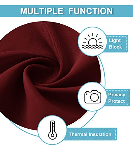 RYB HOME Blackout Door Curtain - Privacy Thermal Insulated Front/Tricia/Patio French Door Window Curtains Sidelight Curtain Tie up Shade, W34 x L40 inch, 1 Panel, Red