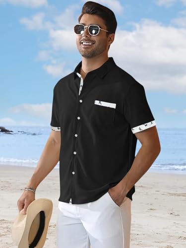 Men's Casual Short Sleeve Button Down Shirt Summer Beach Shirt Vacation Shirt with Pocket2