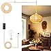 Benaep Rattan Pendant Light Plug in - 15ft Hanging Lamp Cord with Switch, Boho Hanging Light Fixture, Handwoven Boho Lamp for Living Room, Bedroom, Kitchen Island, Hallway (3 Brightness Levels)