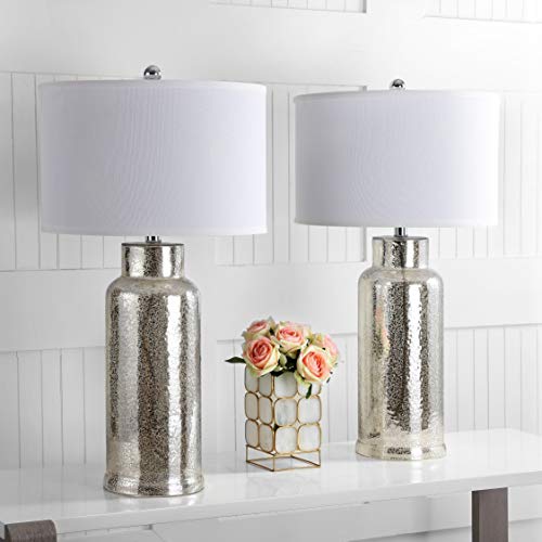 Safavieh Lighting Collection Glass Bottle Ivory 30-Inch Bedroom Living Room Home Office Desk Nightstand Table Lamp Set Of 2 (Led Bulbs Included) #TOP6