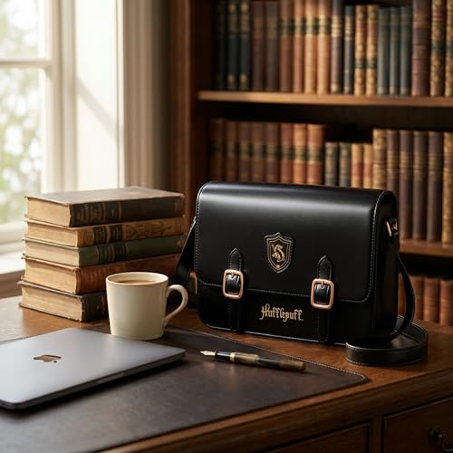 Image of MINISO Harry Potter Preppy Style Crossbody Bag for Women, Lightweight Travel Shoulder Bag, Sling Bag (Black)