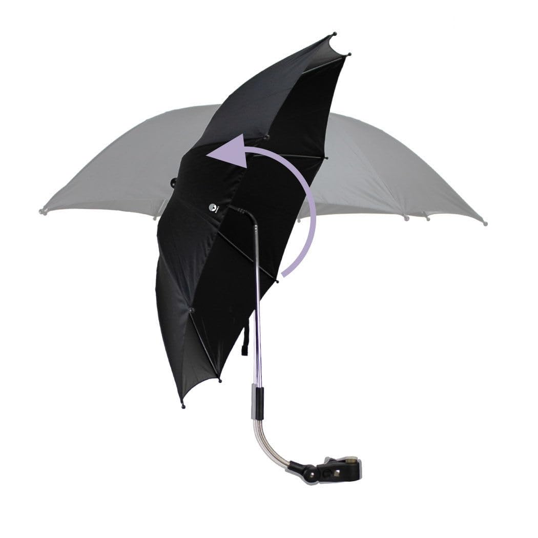 Ombrellone Dooky per carrozzina o passeggino (universale e flessibile, protezione UPF 50+, flessibilità di 180 gradi, tecnologia flex, sistema easyfix, idrorepellente), Grigio