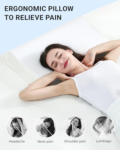 Elviros Memory Foam Cervical Pillow, Neck Pain Relief, 4 Adjustable Heights, Ergonomic Orthopedic Pillow for Side and Back Sleepers, With Cooling & Breathable Pillowcase - Image 2
