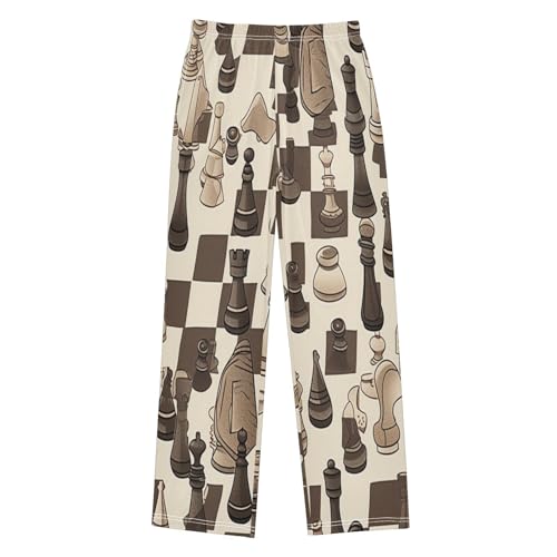 visesunny Boys' Pants Chess Board Piece Jogger Pants Elastic Waist Long Bottoms Trousers with Pockets
