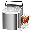 MAXEVE Ice Maker Countertop, 34LBs/24H Ice Machine, 2 Bullet Size, Fast Making 9Cubs in 5 Mins, Portable Ice Maker Machine with Self Cleaning, Ice Basket, Ice Scoop for Home/Office/Bar (Silver)
