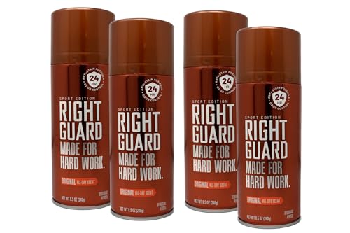 Right Guard Deodorant Spray Original - Made For Hard Work - 8.5 oz, Pack of 4