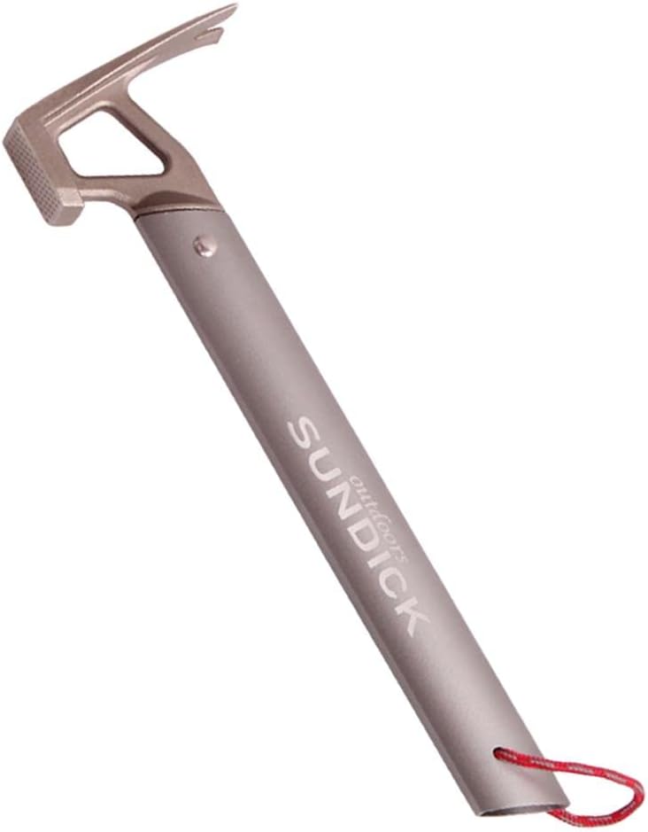 Stainless Steel Camping Hammer Tent Pegs Extractor with A String - High Strength Tool for Hiking, Festivals, and More - Portable Stakes Puller Mallet for Outdoor Adventure - Silver