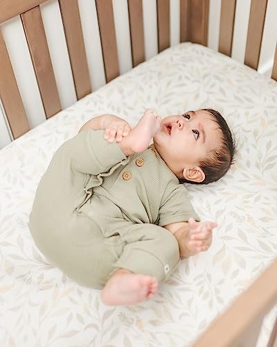 Image of Crane Baby Crib Sheet Multicolor Leaf Willow Collection - Multicolor