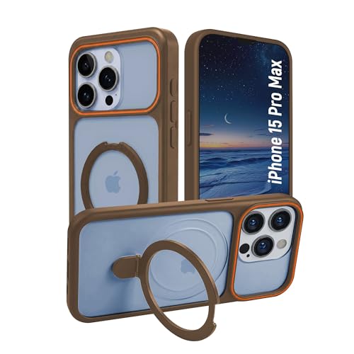 Image of AIBEX Protective OStand Case Compatible for Apple iPhone 15 Pro Max MagSafe Compatible | Slim Shockproof Back Cover with Camera Lens Protection, Strong Magnetic Support & Anti-Slip Grip