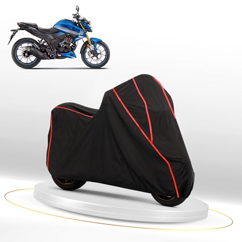 Image of Waterproof Bike Cover for Honda CB 125 Hornet | Dustproof, UV Heat Resistant & Windproof with Full Bottom Elastic, Heavy Duty Triple Stitched - Black Polyester