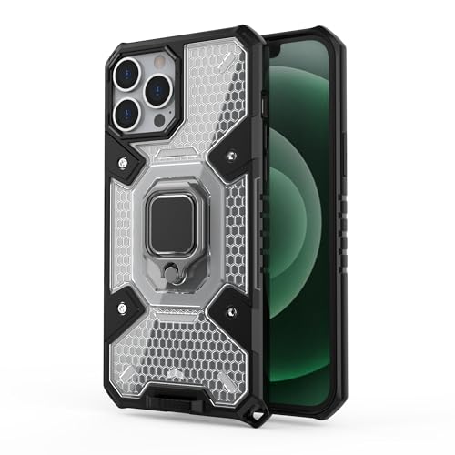 Image of zivite Tough Armor Bumper Back Case Cover for iPhone 13 Pro | Ring Holder & Kickstand in-Built | 360 Degree Protection Back Case Cover for iPhone 13 Pro (Transparent)
