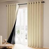 YYUgolo Cortinas Blackout 100% 2 Paneles,Cortinas para Recamara y Sala con Forro Negro,Suave 100% Microfibra Poliéster...