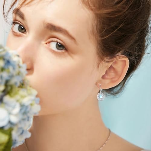 MEDWISE Moonstone Drop Earrings Women 925 Sterling Silver Celtic Earrings Moonstone Celtic Knot Hypoallergenic Jewelry for Mom Women Birthday — view 3