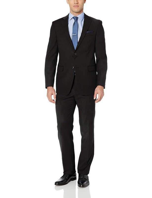 Adam Baker Men's Slim Fit 2-Piece Suit Set, Two Button Single Breasted Jacket and Trousers, Ideal for Business, Wedding, Prom