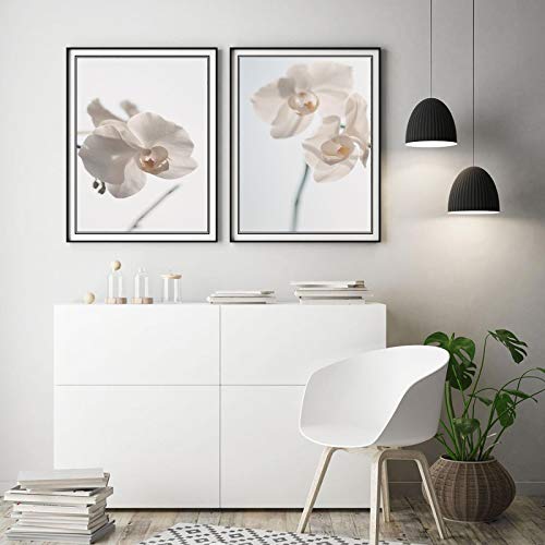 Impression toile fleur rose style nordique | Décoration murale salon moderne x2