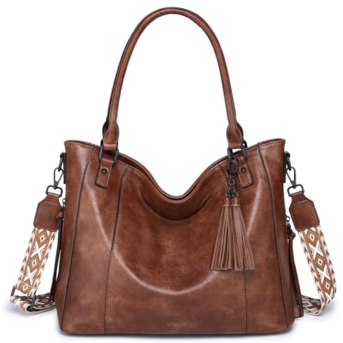VASCHY Bolsos de Mujer Hobo, Bolsos Bandolera Grande Bolso Tote Vintage Shoppers y Bolsos de Hombro PU Cuero con Guitarra Correa Bolso Portatil para Diario Trabajo Viaje, Marrón VASCHY Bolsos de Mujer Hobo, Bolsos Bandolera Grande Bolso Tote Vintage Shoppers y Bolsos de Hombro PU Cuero con Guitarra Correa Bolso Portatil para Diario Trabajo Viaje, Marrón